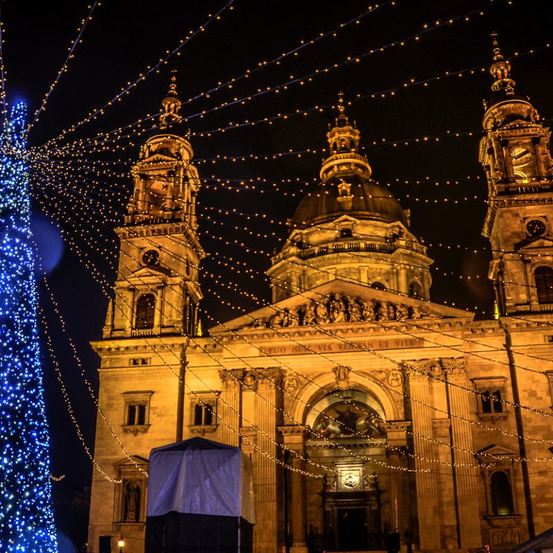 Christmas At St. Stephens Cathedral At Night Budapest