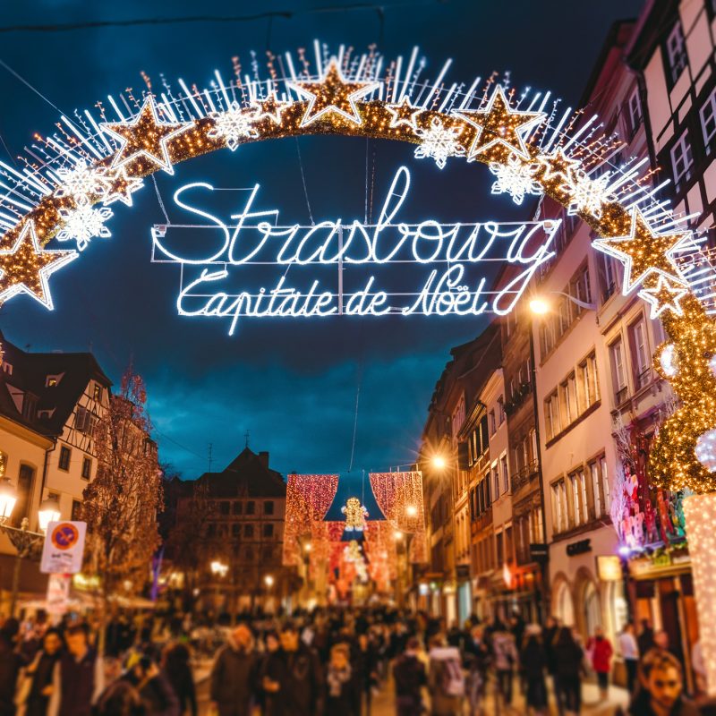 Entrance To The Capitale De Noel On Christmas Time In Strasbourg, France
